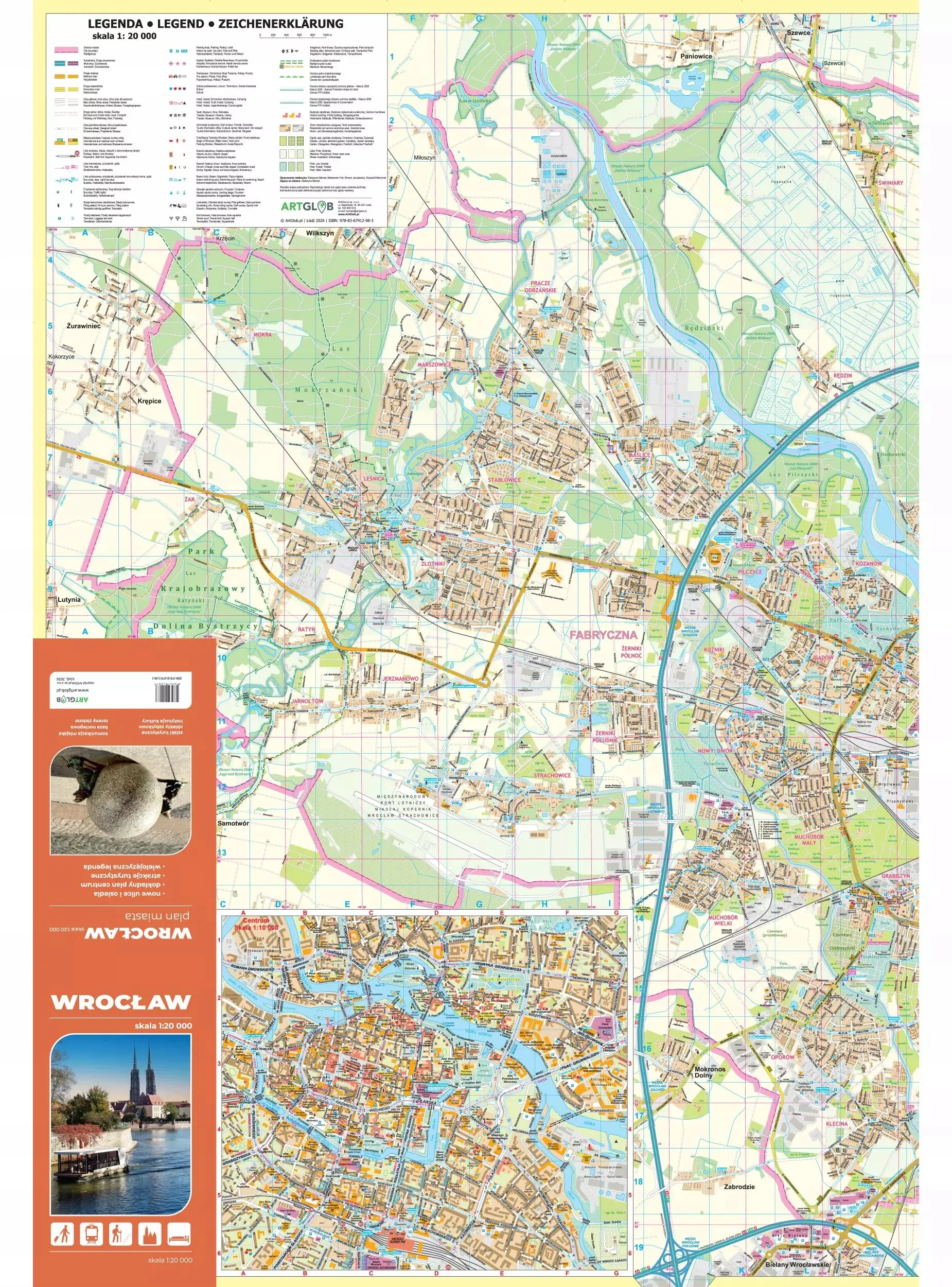 Wrocław plan miasta, mapa turystyczna NAJNOWSZE WYDANIE 2026 1:20 000 - Książki