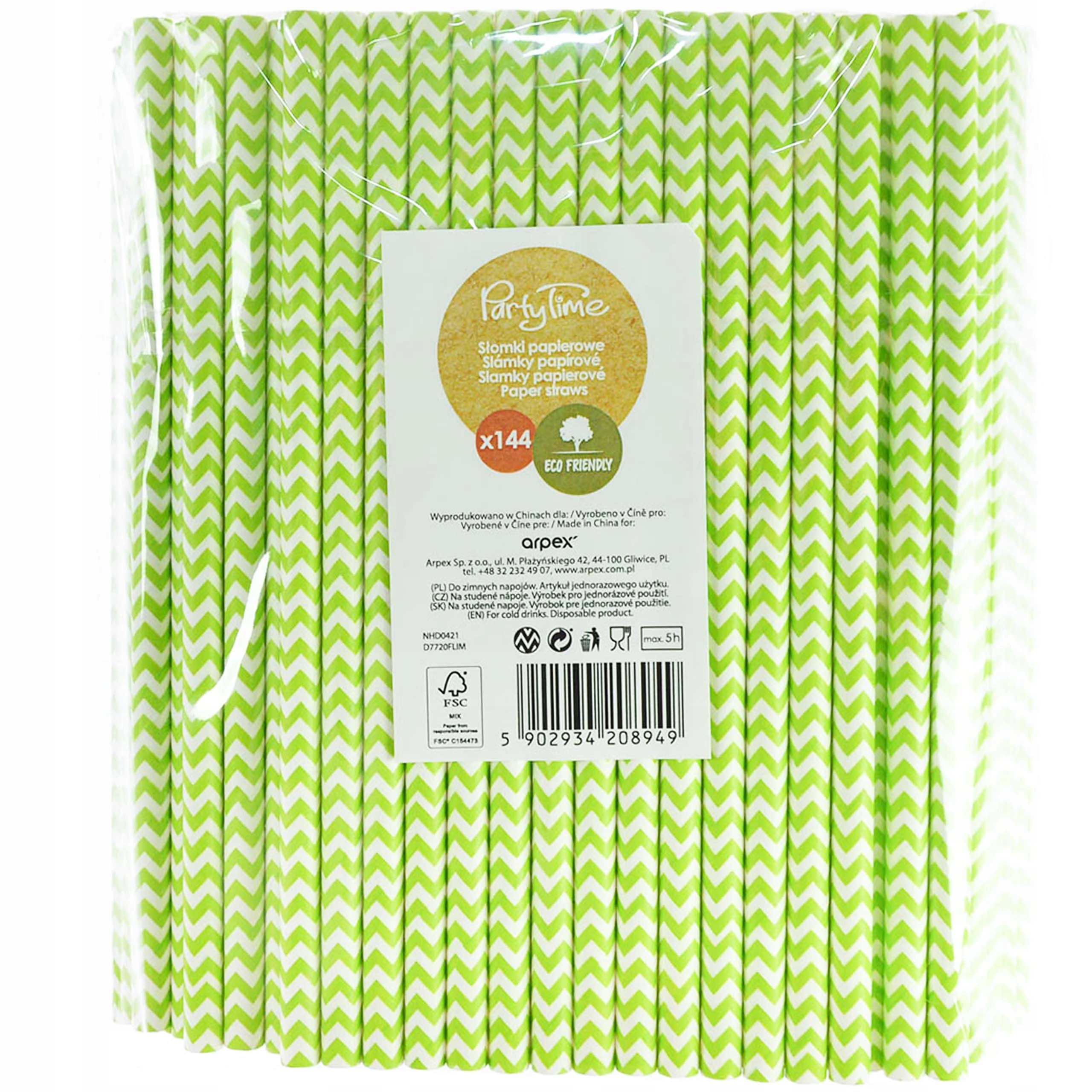 Słomki papierowe shake 8mm limonkowe 144szt - Papiernicze i szkolne
