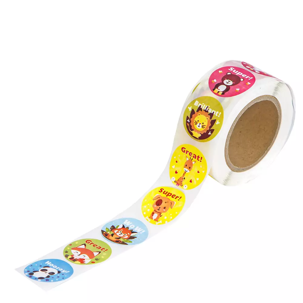 Naklejki motywacyjne na rolce Zwierzątka i Napisy 500 szt. - Papiernicze i szkolne