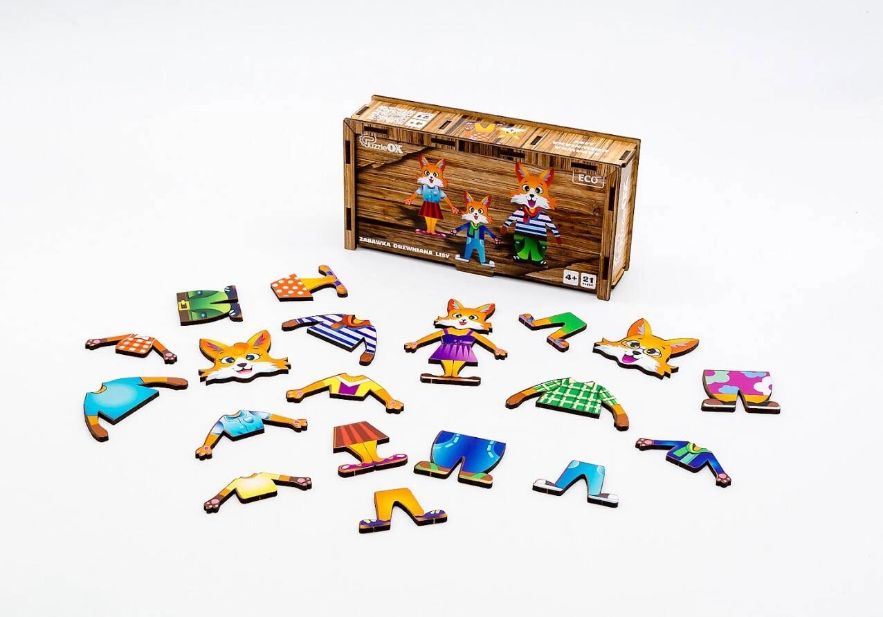 Drewniana układanka. Lisy - Zabawki