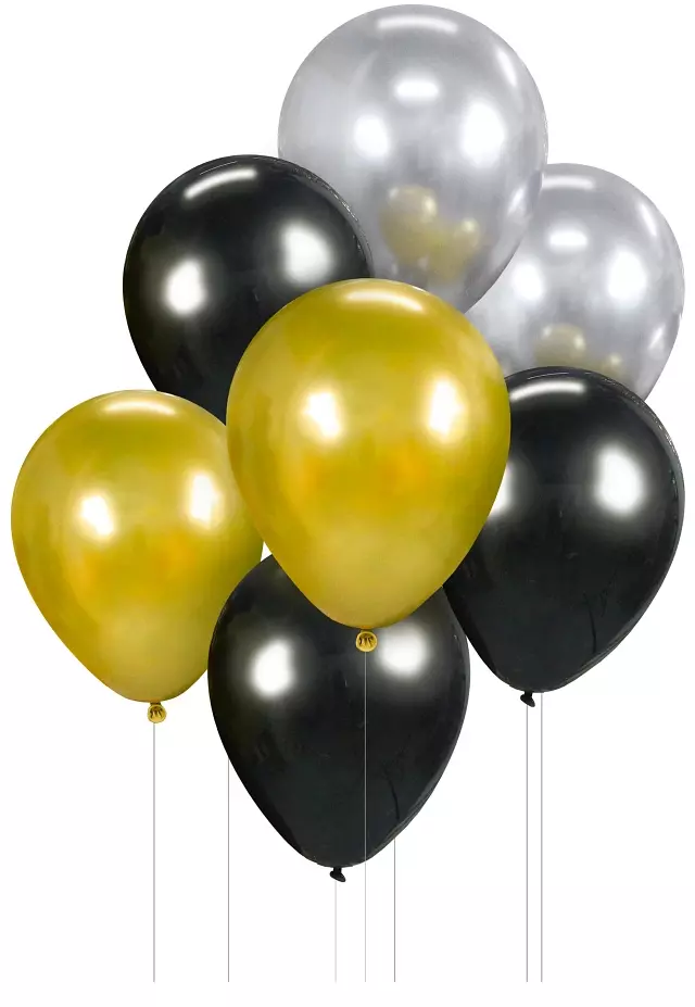 Bukiet balonowy B&C, złoto-srebrno-czarny (7 sztuk) - Papiernicze i szkolne