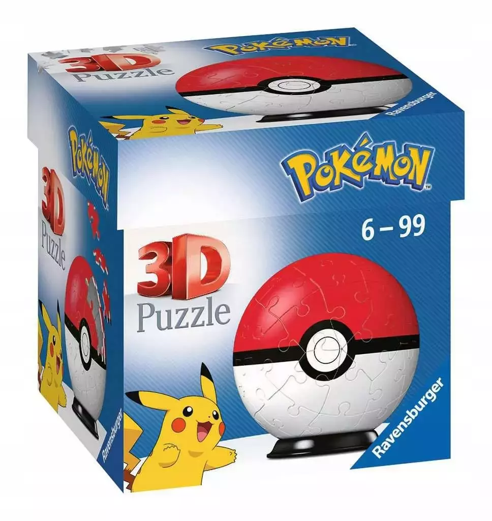 Puzzle 3D. Pokeball, czerwony - Puzzle
