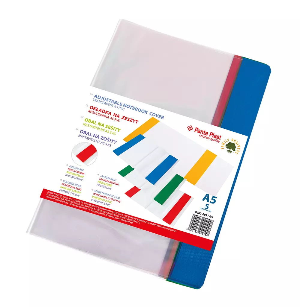 Okładka A5 PVC regulowana 5 szt - Papiernicze i szkolne
