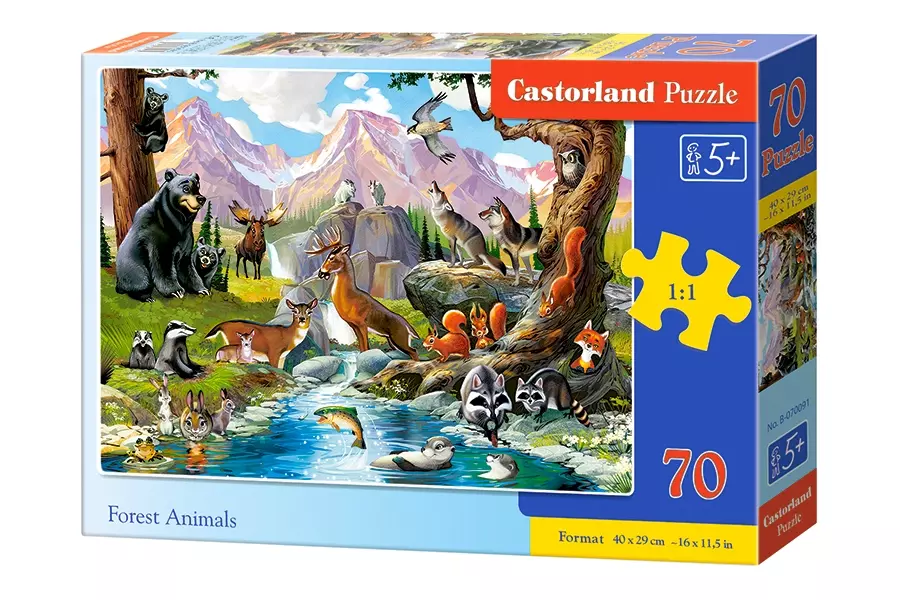 Puzzle 70 elementów. Dzikie zwierzęta