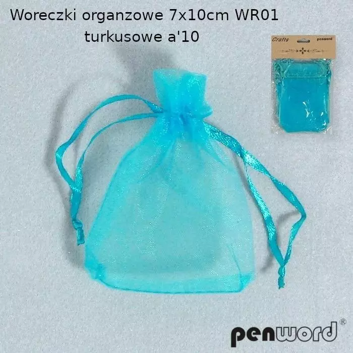 Woreczki organzowe turkusowe 7x10cm 10szt - Zabawki