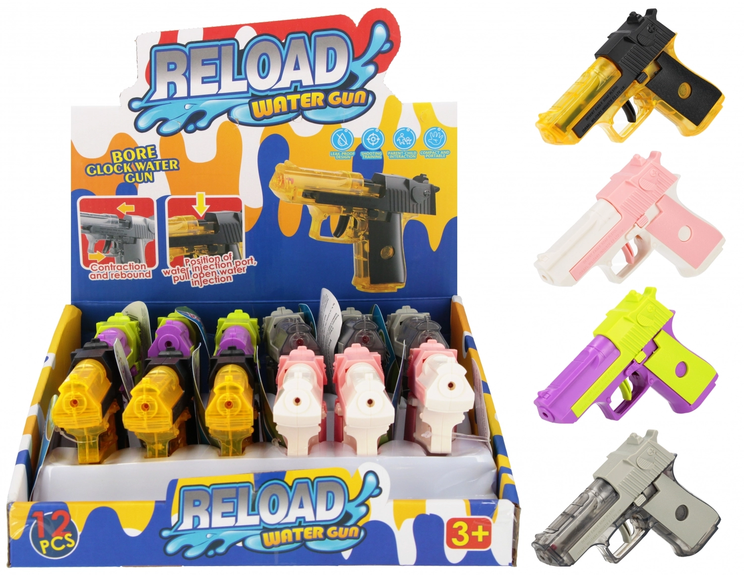 Pistolet Na Wode 13cm Mix4 Mc Disp 12/288 - Zabawki