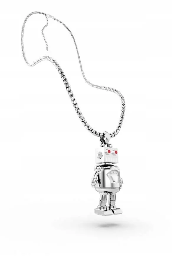 Naszyjnik robot srebrny dla dziewczyny i chłopaka - Zabawki