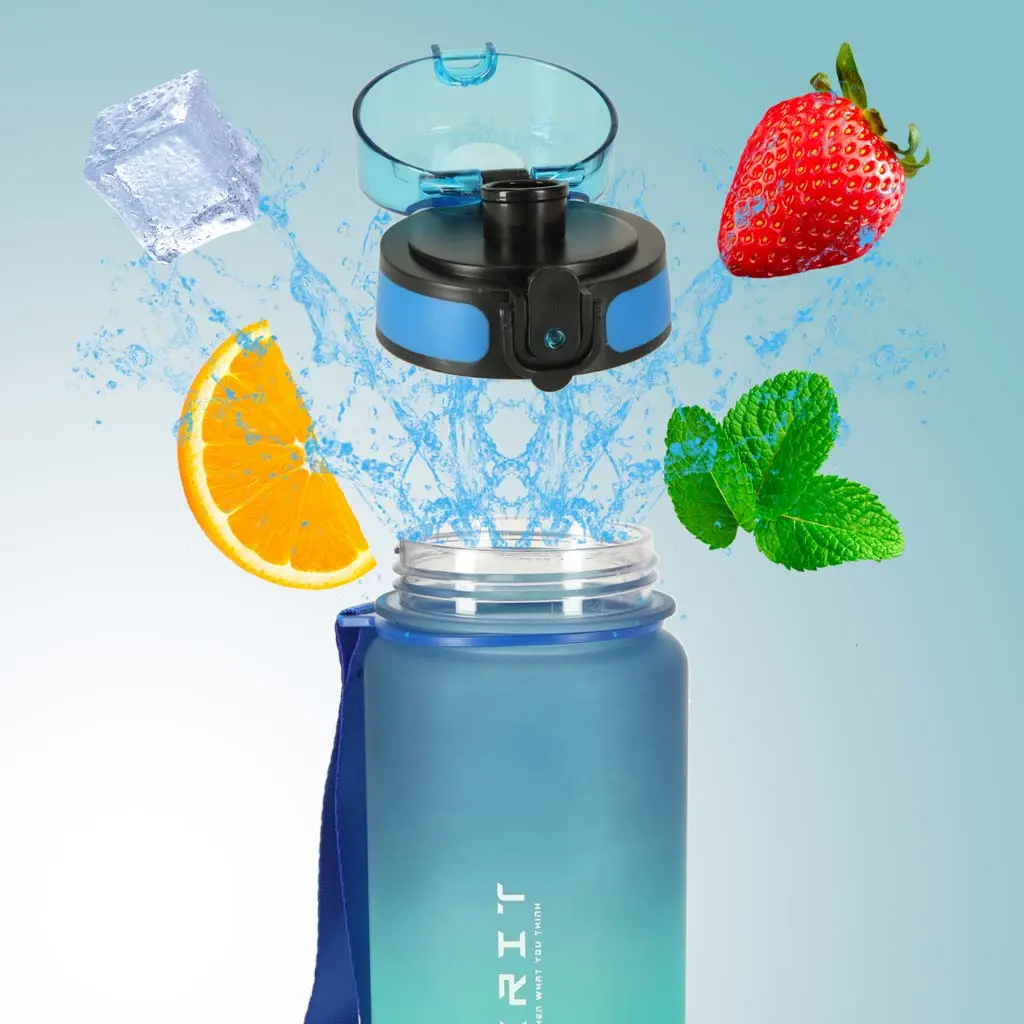 Butelka na wodę z miarką 600 ml, niebiesko-zielona - Papiernicze i szkolne
