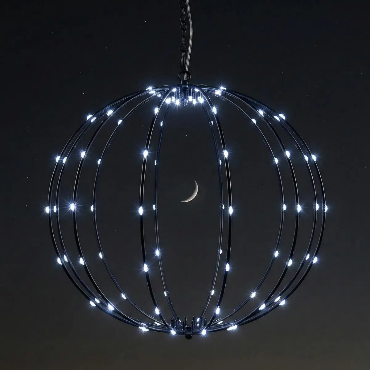 Lampa Solarna Wisząca Kula 30CM 120 LED Zimny Biały - Elektronika i akcesoria