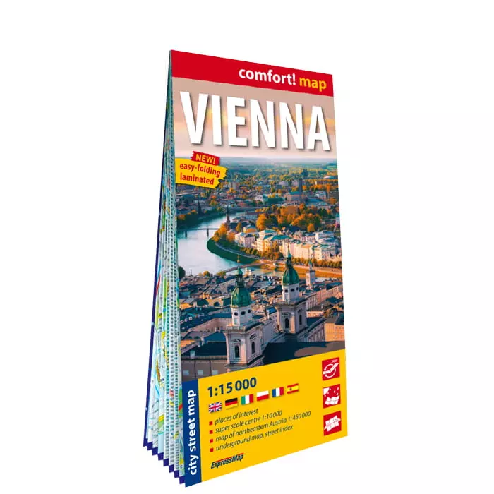 Wiedeń (Vienna). Laminowany plan miasta w skali 1:15 000 - Książki