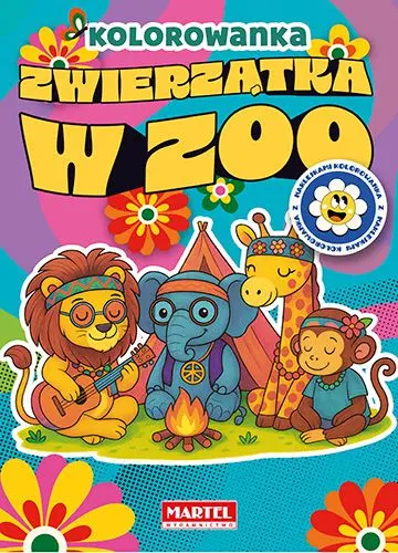 Zwierzątka w zoo. Kolorowanka z naklejkami - Książki
