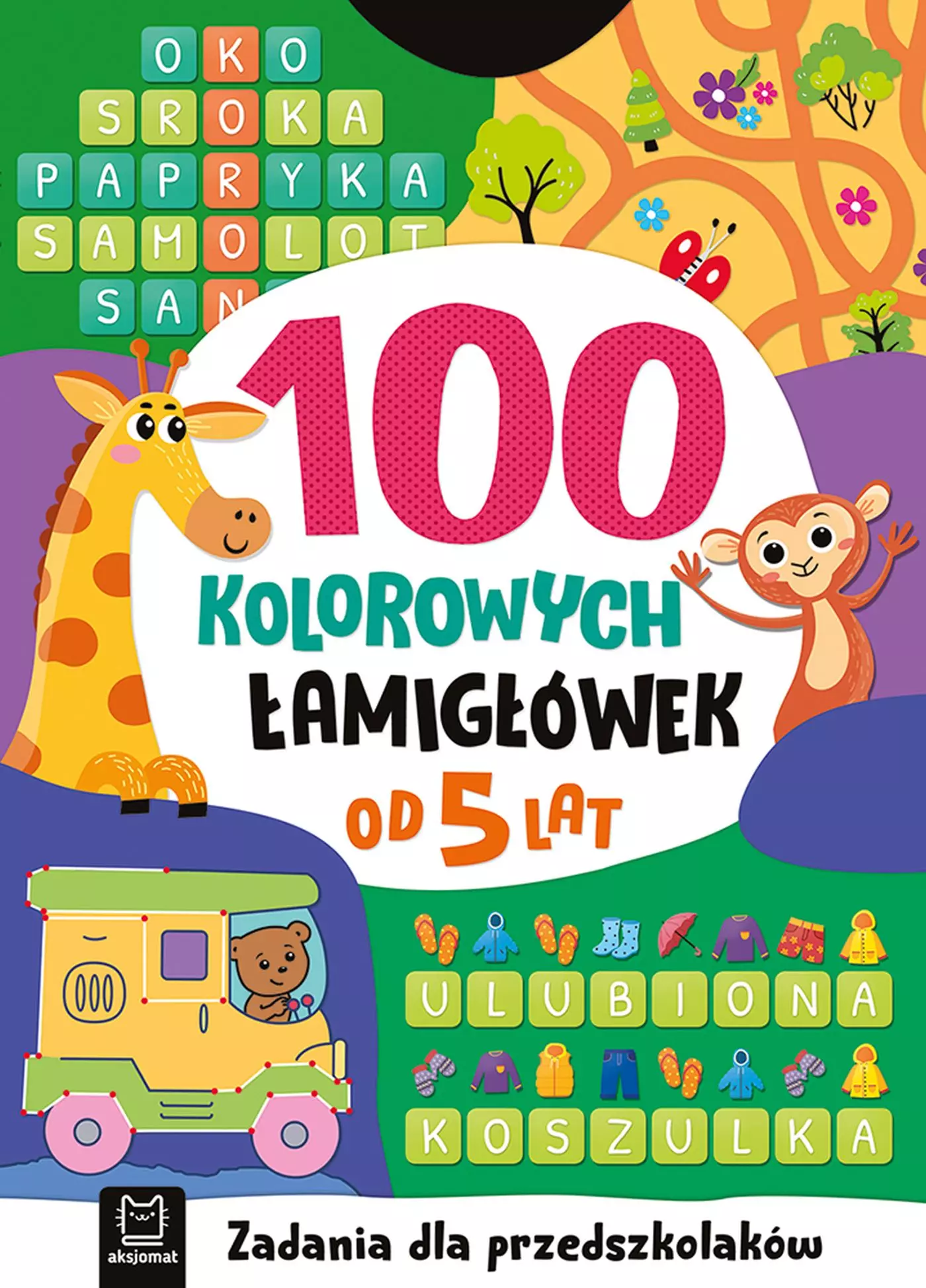100 kolorowych łamigłówek. Zadania dla przedszkolaków. Od 5 lat - Książki