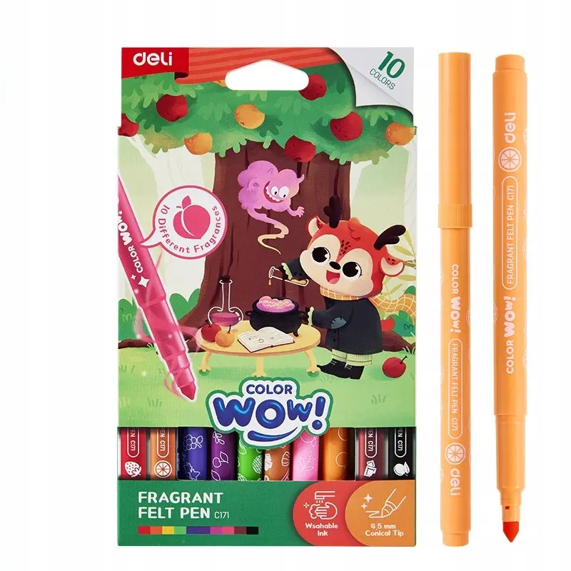 Flamastry pachnące seria Color WOW 10 kolorów DELI - Papiernicze i szkolne