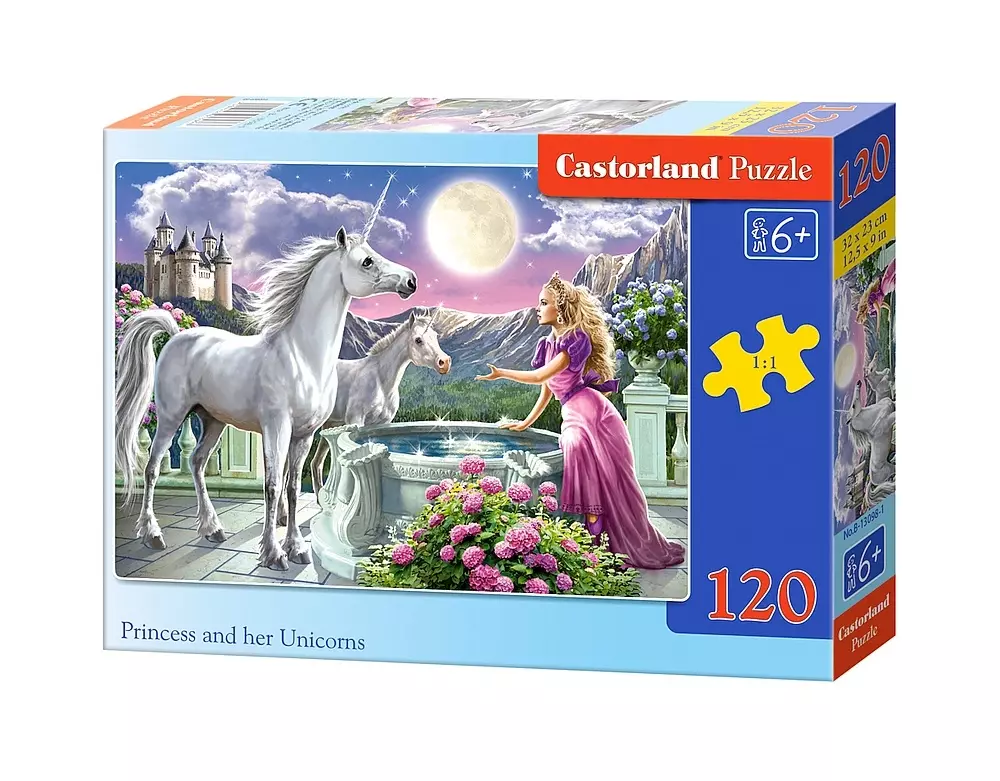 Puzzle 120 elementów. Księżniczka i jej jednorożce - Puzzle