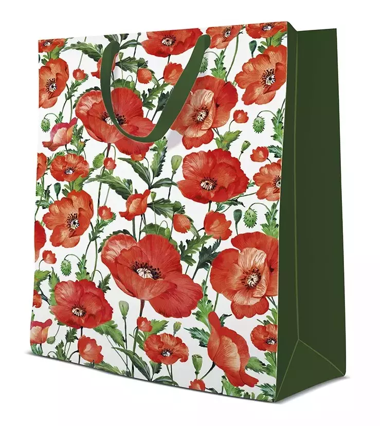 Torebka prezentowa Czerwone maki, bardzo duża - Papiernicze i szkolne