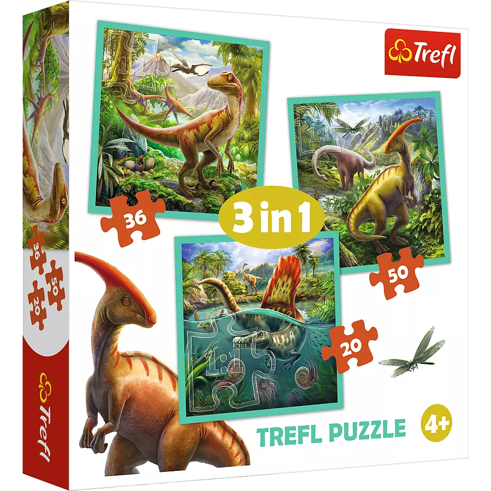Puzzle 3w1. Niezwykły świat dinozaurów - Puzzle
