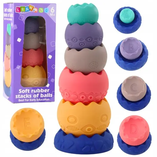 Zestaw Edukacyjny Miękkie Jajka Piłki Z Cyframi Sensoryczne Wieża 6 szt. - Zabawki
