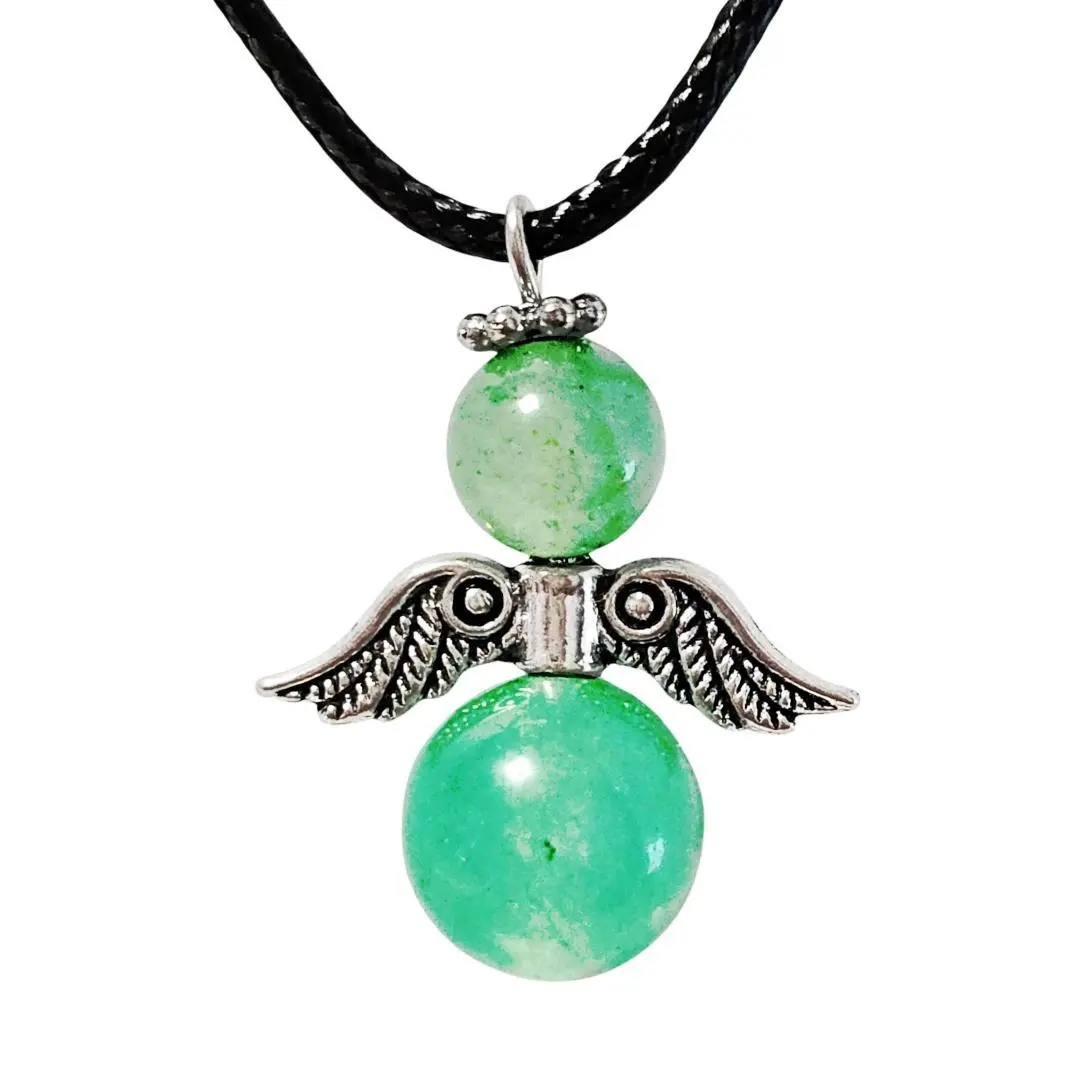 Wisiorek aniołek na rzemyku awenturyn zielony - Papiernicze i szkolne