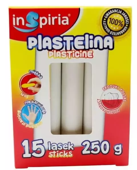 Plastelina biała 15 lasek 250g - Papiernicze i szkolne