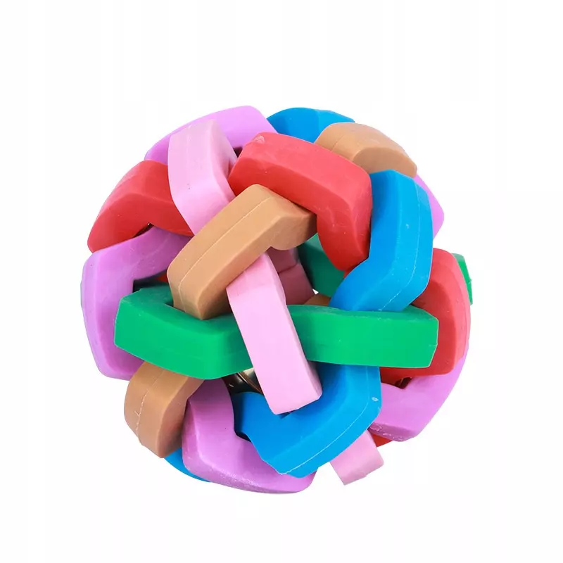 Piłka gumowa pleciona tęczowa sensoryczna, antystresowa, gniotek - Zabawki