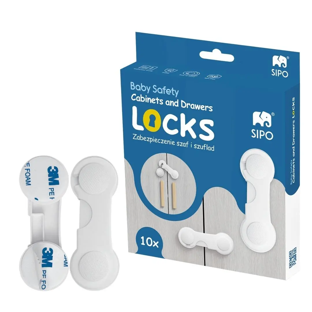 Zabezpieczenia do szaf i szuflad na zatrzask 10szt - Mama i dziecko