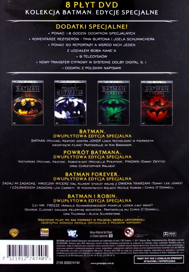Batman: filmowa antologia, 8 DVD - Filmy