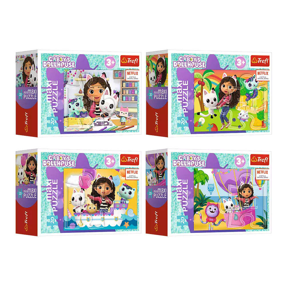 Puzzle MiniMaxi 20 elementów. Koci Domek Gabi. Kolorowy dzień Gabby - Puzzle