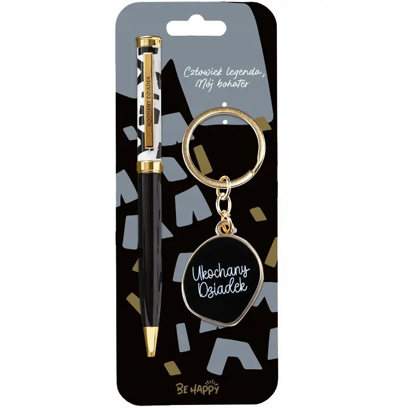 ZESTAW UPOMINEK DLA DZIADKA NADRUK DŁUGOPIS BRELOK PREZENT NA DZIEŃ DZIDKA - Papiernicze i szkolne