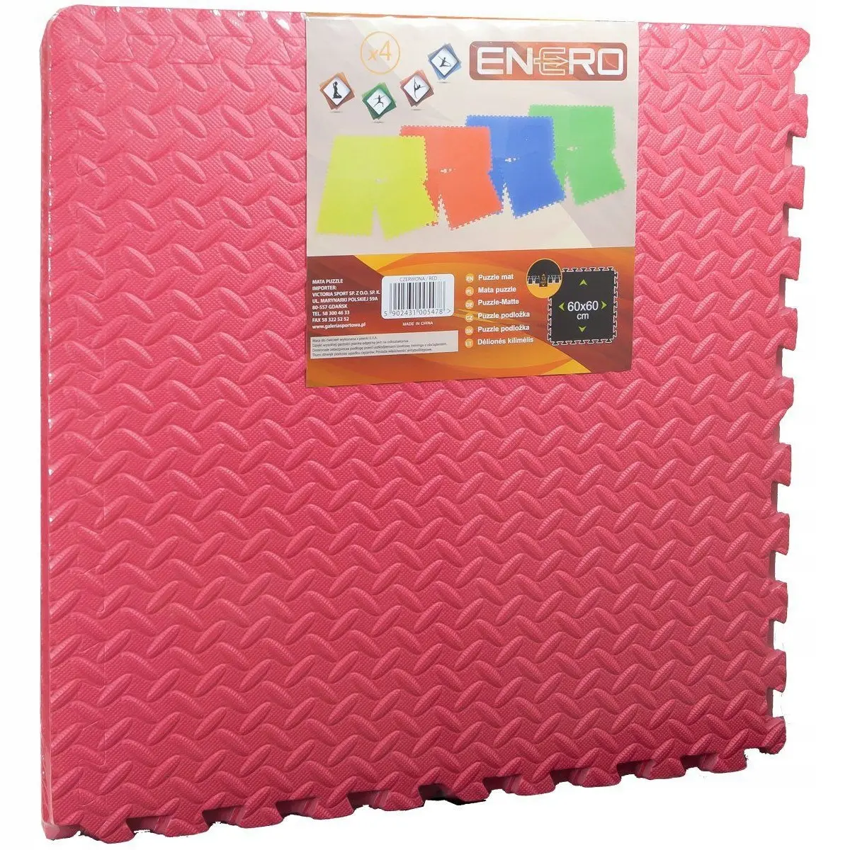 Mata Puzzle Piankowe EVA 60X60 KPL. 4SZT 12MM Enero Czerwona - Elektronika i akcesoria