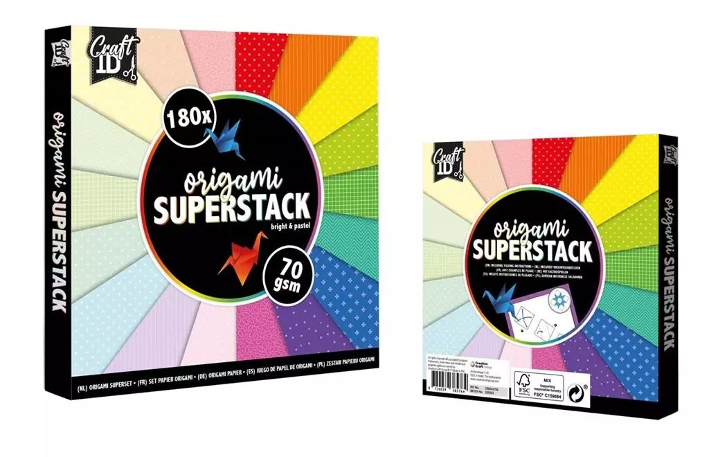 Papier kolorowy do składania 15x15cm 180 arkuszy - Papiernicze i szkolne