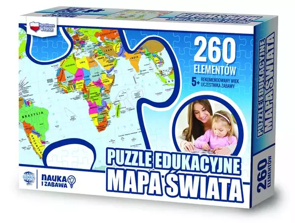 PUZZLE EDUKACYJNE 260 MAPA ŚWIATA