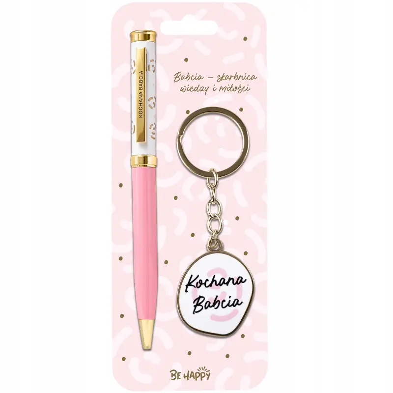 ZESTAW PREZENTOWY DLA BABCI DŁUGOPIS NAPIS BRELOK PREZENT NA DZIEŃ BABCI - Papiernicze i szkolne