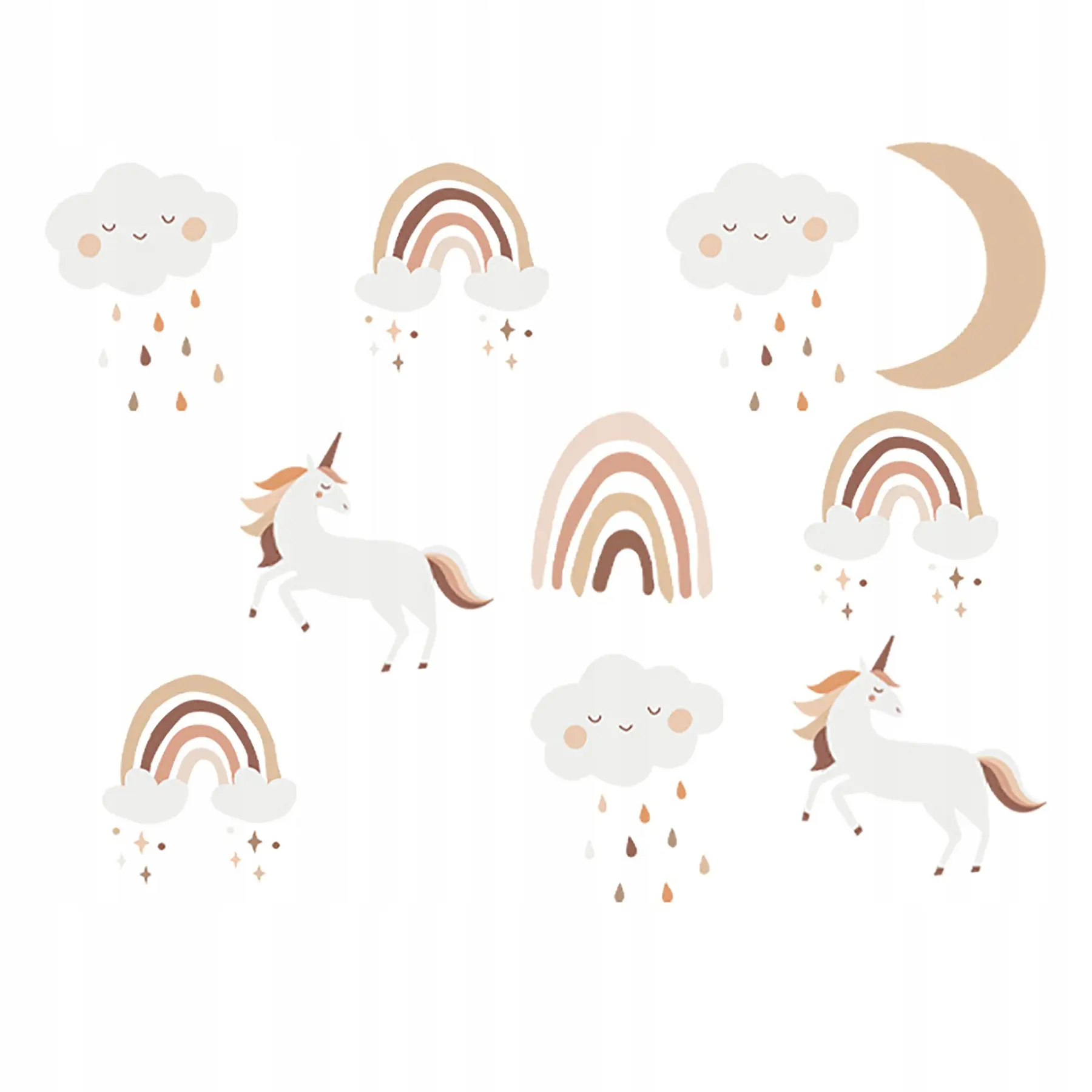 Naklejki Na Ścianę Kucyki Do Pokoju Dziecka dla Dziewczynek Jednorożce Pony - Papiernicze i szkolne