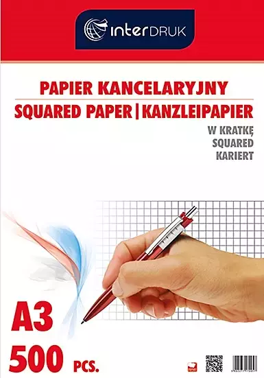 Papier kancelaryjny A3,500 kartek w kratka - Papiernicze i szkolne