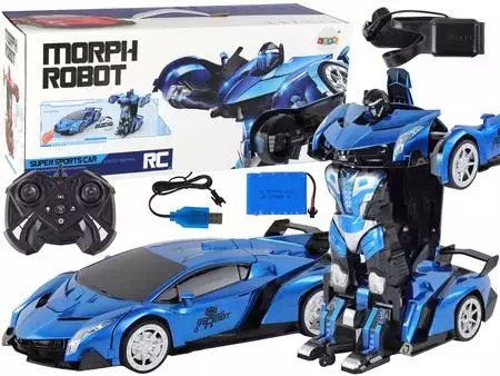 Samochód-robot transformer R/C 1:10 niebieski - Zabawki