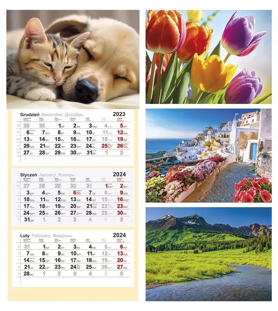 Kalendarz 2024 Trójdzielny MIX - Książki