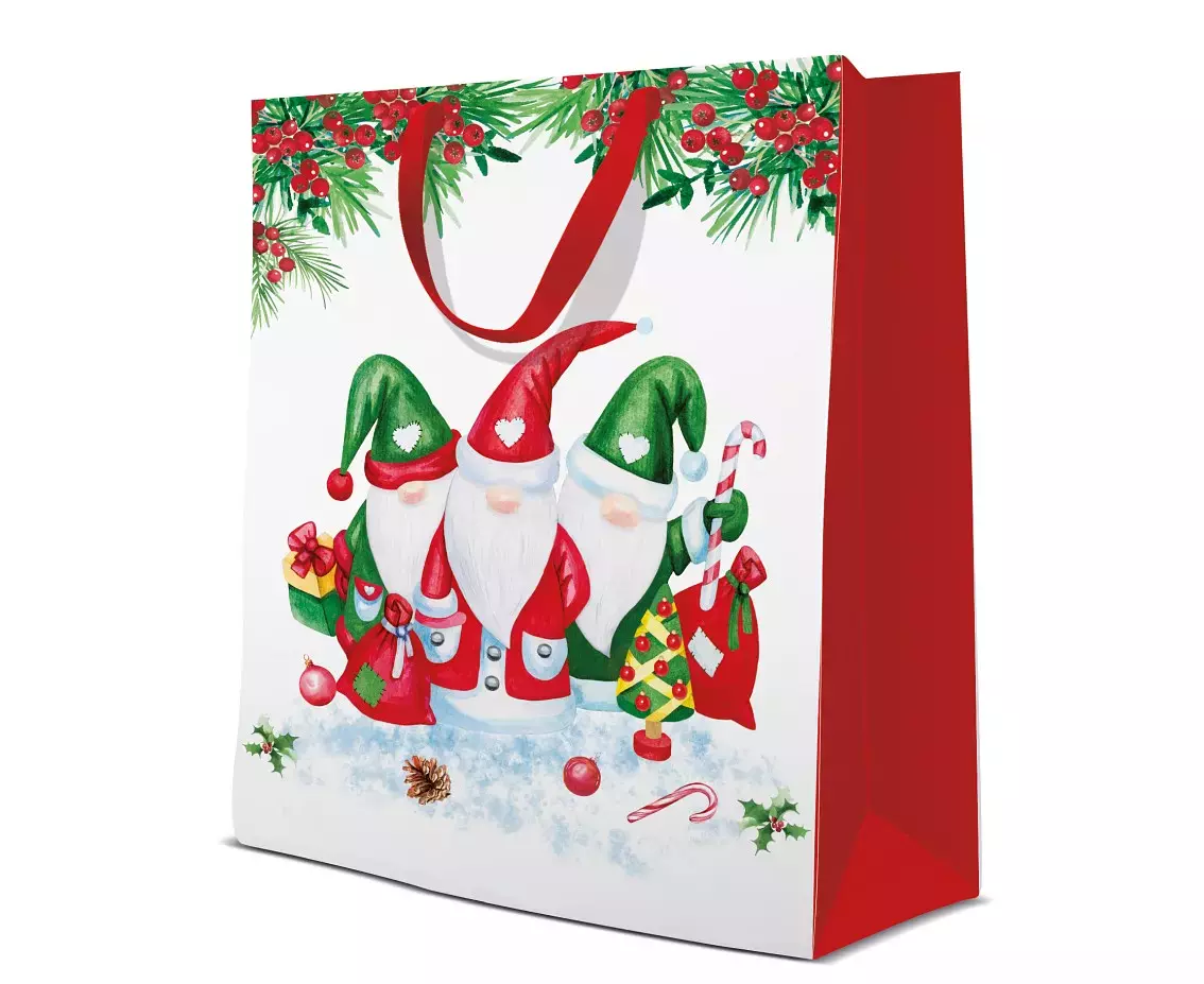 Torebka prezentowa Świąteczne Skrzaty, bardzo duża - Papiernicze i szkolne