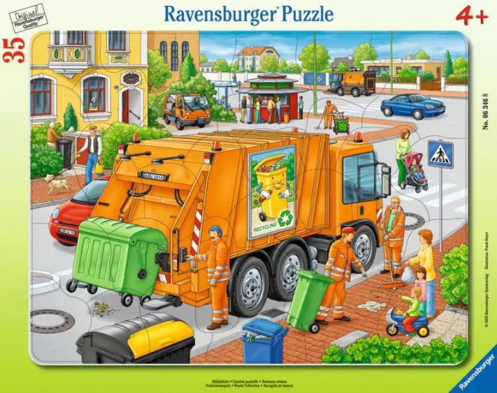 Puzzle ramkowe 35 elementów. Śmieciarka