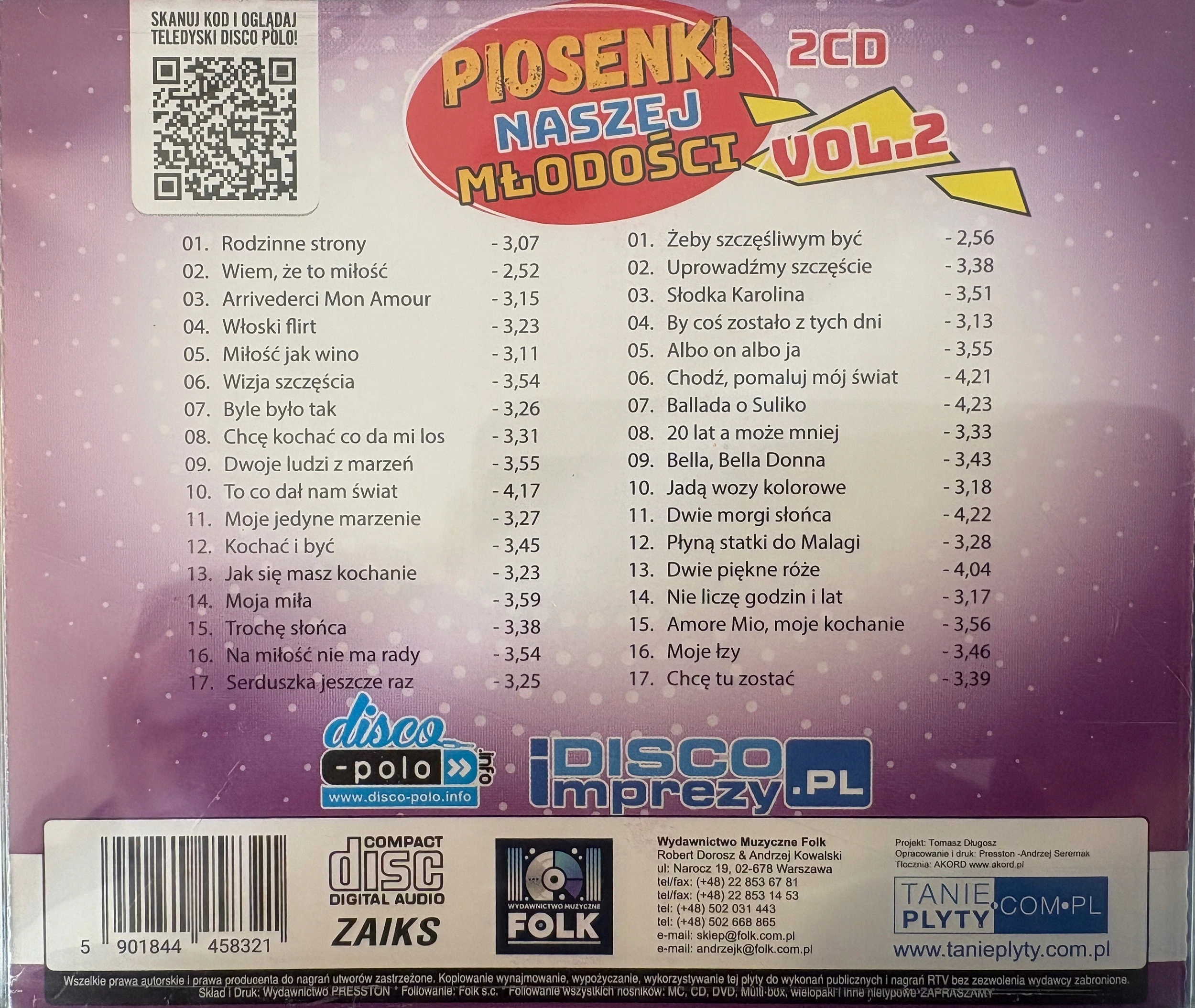 Piosenki naszej młodości vol.2, CD - Muzyka