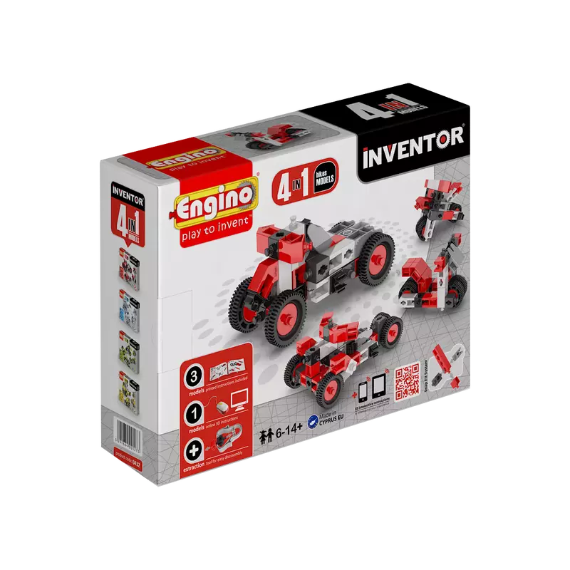 Inventor. Zestaw klocków konstrukcyjnych 4w1 - motocykle - Zabawki