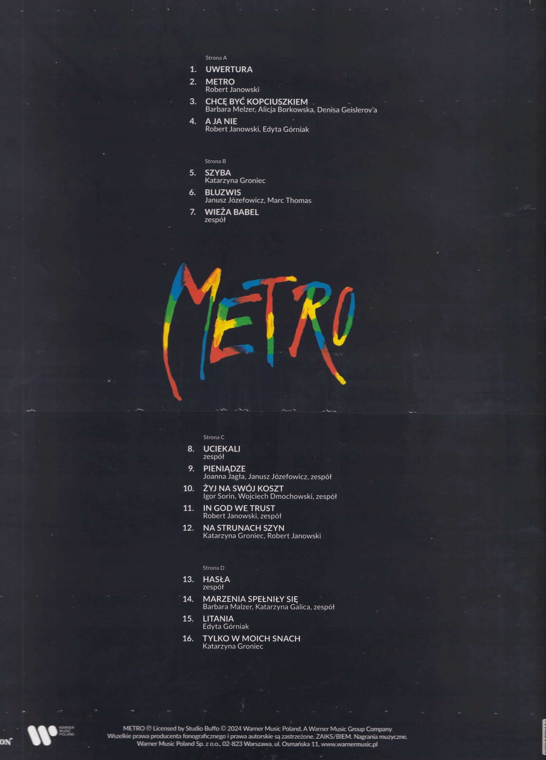 Metro, Winyl - Muzyka
