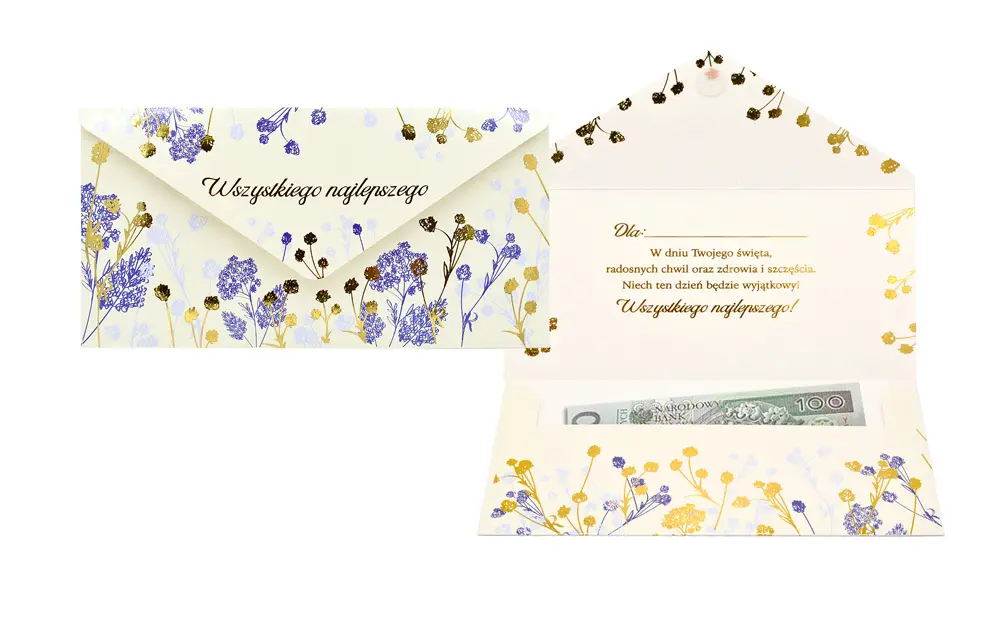 Koperta podarunkowa Wszystkiego najlepszego (w kwiaty) - Papiernicze i szkolne