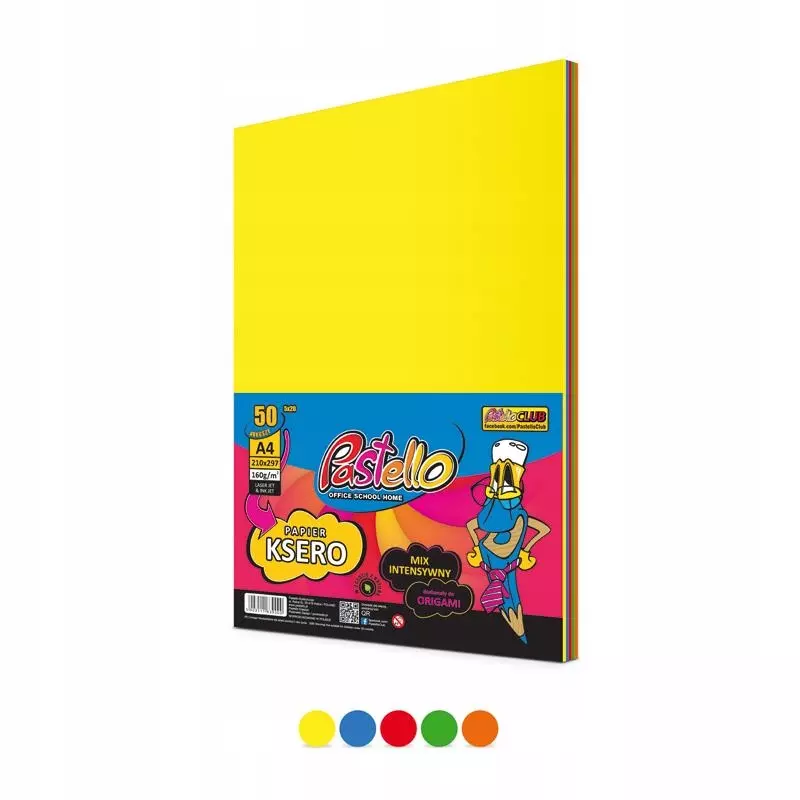 Papier ksero A4 160g 5 kolorów 50 arkuszy - Papiernicze i szkolne