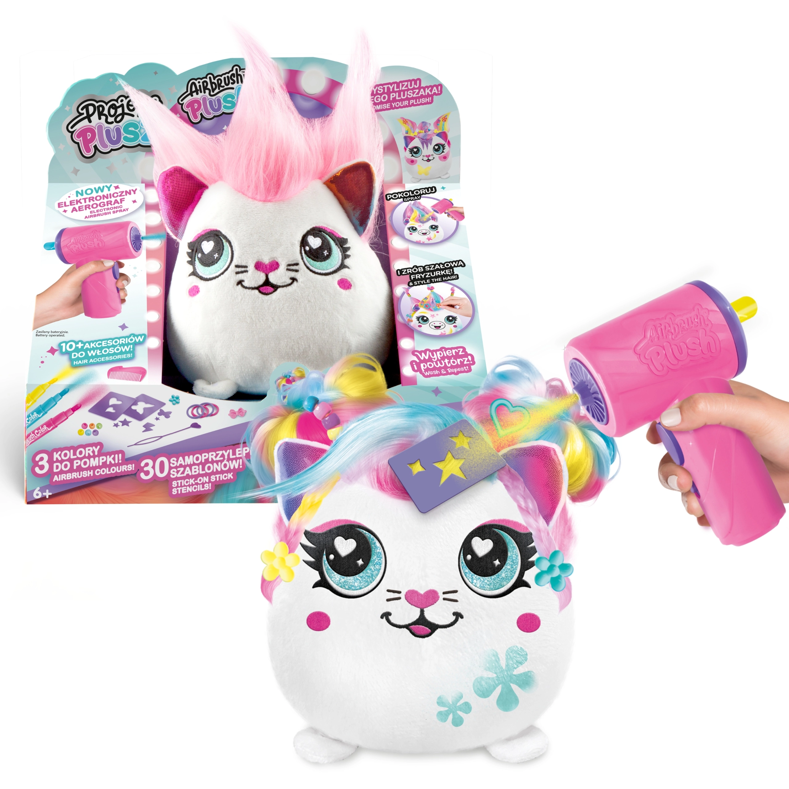 Projekt Plusz Fryzurki - Kotek z elektronicznym aerografem - Zabawki