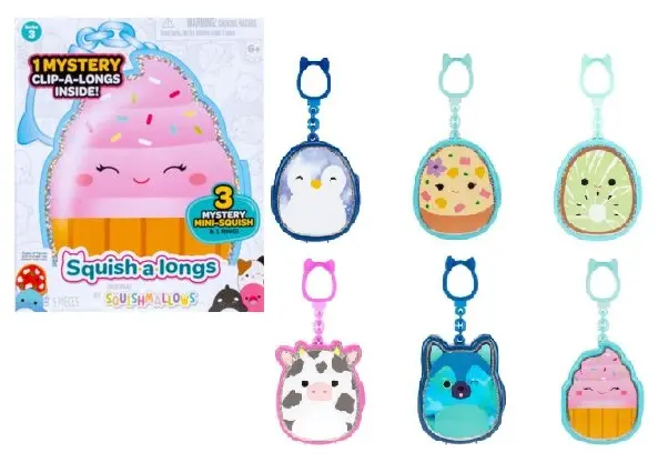 Squishmallows. Zestaw Clip-a-longs. Brelok + 3 figurki - Zabawki