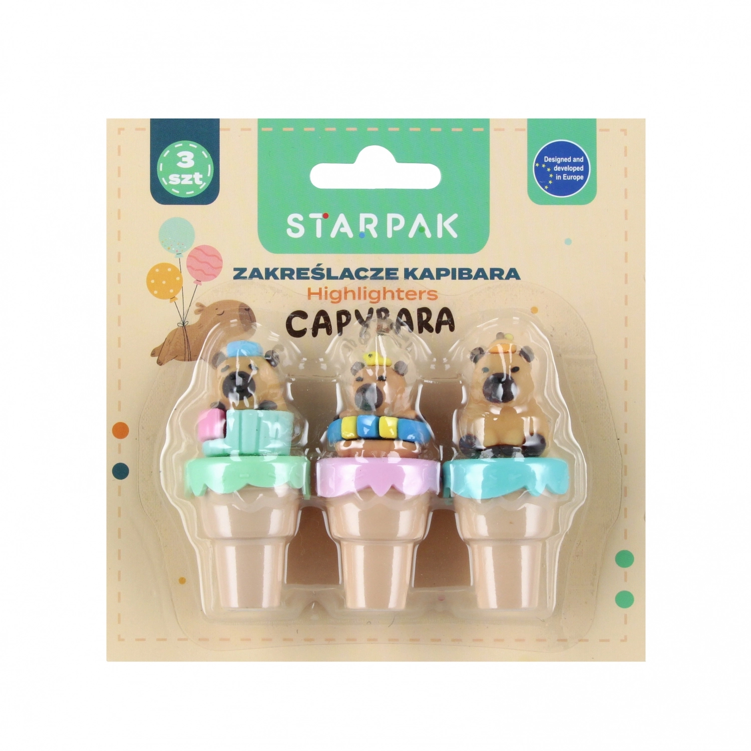 Zakreślasz Mini Kapibara 3 Kolory Starpak 563031 - Papiernicze i szkolne