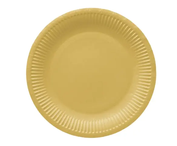 Talerze papierowe Round 18 cm, złote (8 sztuk) - Papiernicze i szkolne