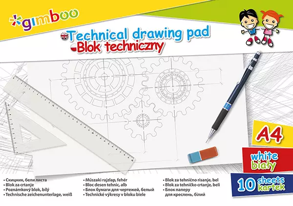 Blok techniczny A4, 10 kartek, biały - Papiernicze i szkolne