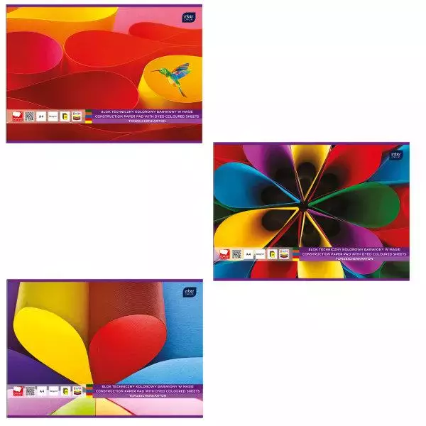 Blok techniczny kolorowy A4 20 barwiony w masie INTERDRUK - Papiernicze i szkolne