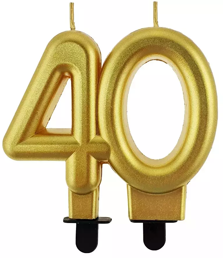 Świeczka urodzinowa, złota, liczba 40 - Papiernicze i szkolne